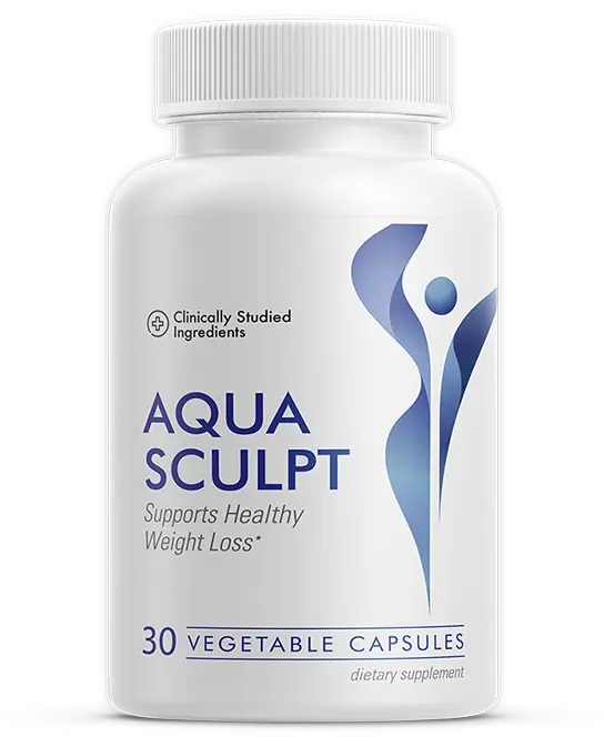 AquaSculpt supplement bottle with 30 vegetable capsules supporting healthy weight loss