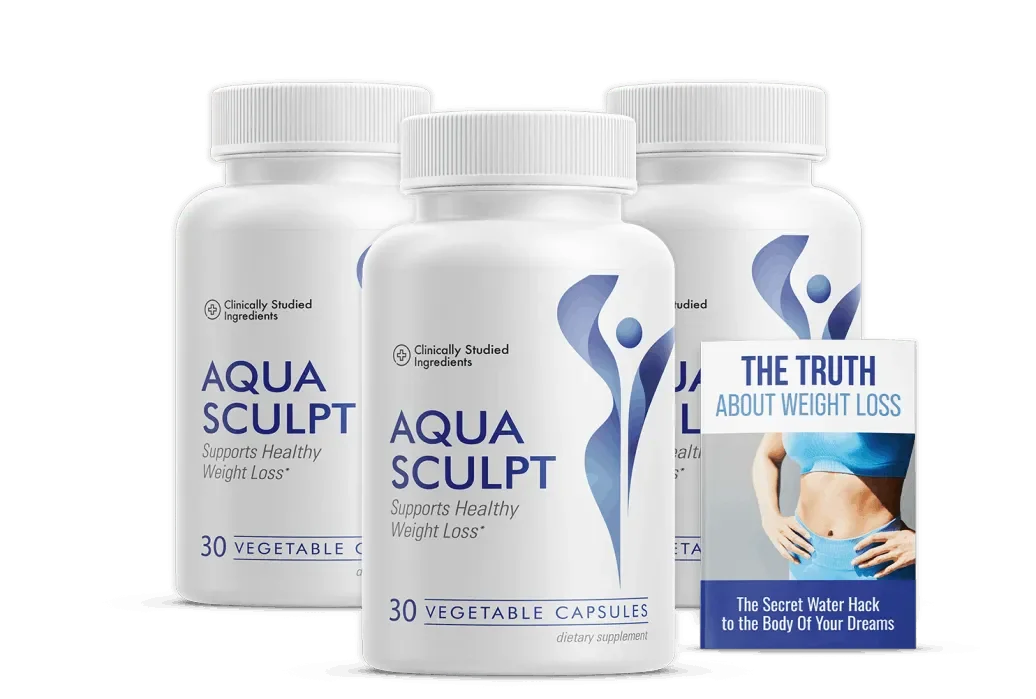 Three bottles of AquaSculpt with bonus weight loss eBook