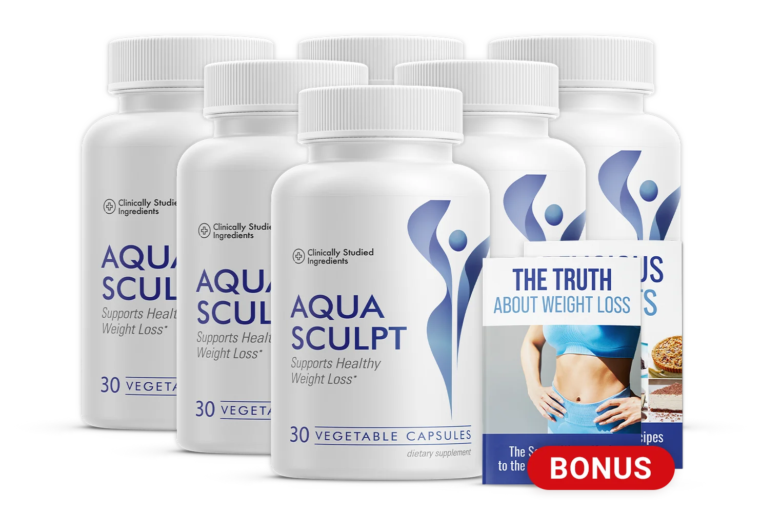 Six bottles of AquaSculpt with two bonus eBooks